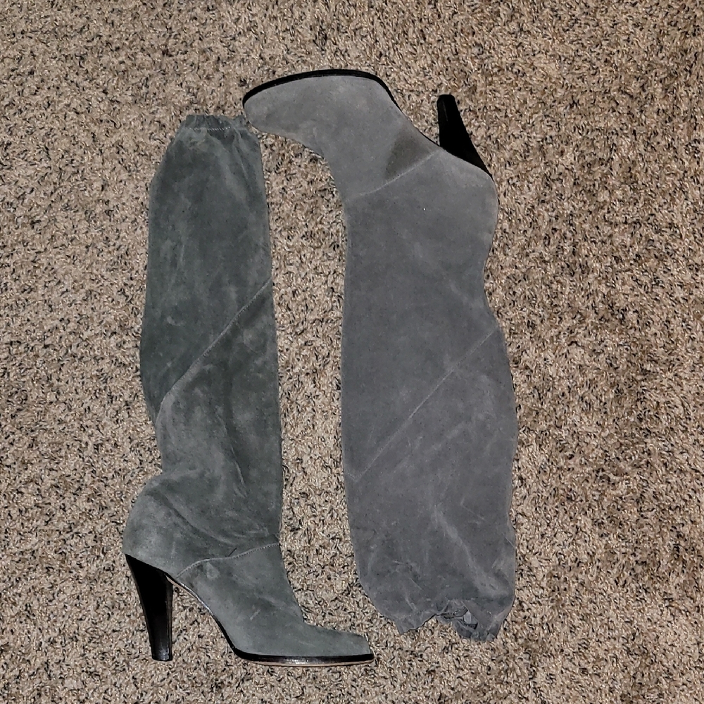 Michael Michael Kors Gray Suede Knee High Slochy Boots GUC Size 8